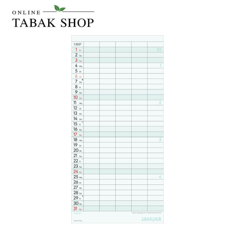 Superplaner L - 5 Spalten (Wandkalender) Januar