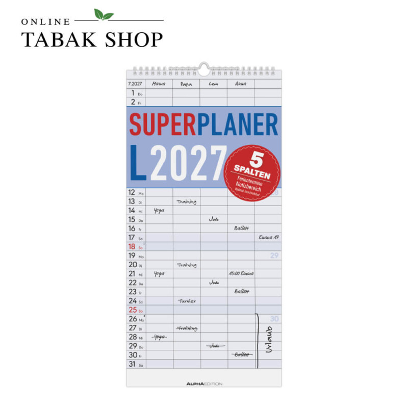 Superplaner L - 5 Spalten (Wandkalender)