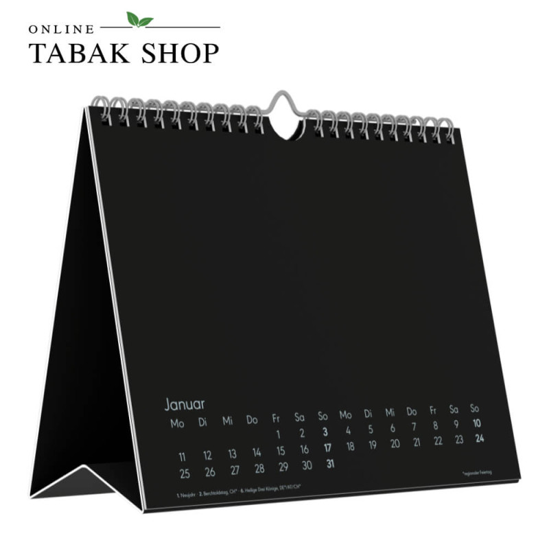Kreativkalender Tischaufsteller quer schwarz (Bastelkalender) Januar