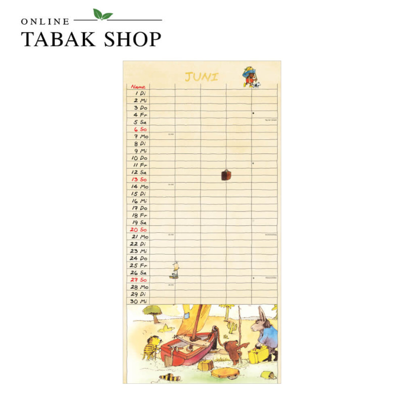 Janosch Familienplaner (Wandkalender) Juni