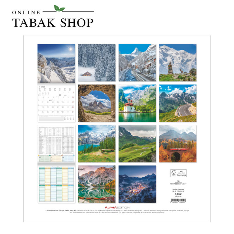 Alpen (Wandkalender) Rückseite