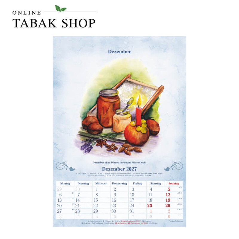 100-jähriger Kalender (Wandkalender) Dezember