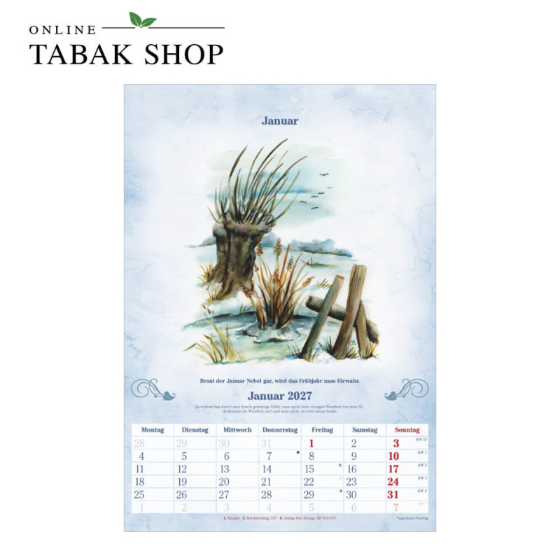 100-jähriger Kalender (Wandkalender) Januar