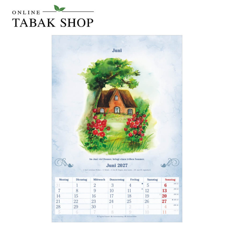 100-jähriger Kalender (Wandkalender) Juni