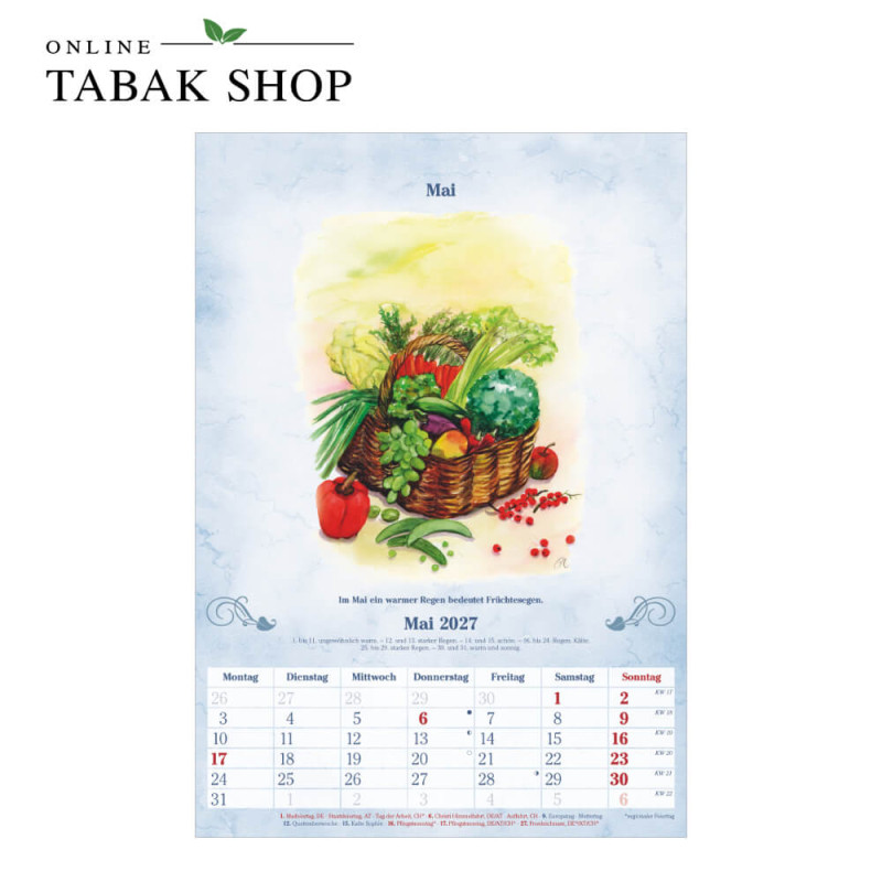 100-jähriger Kalender (Wandkalender) Mai