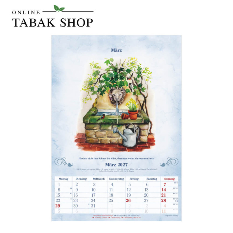 100-jähriger Kalender (Wandkalender) März