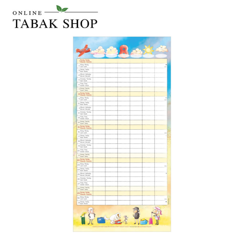 Familienplaner Cartoon (Wandkalender) August