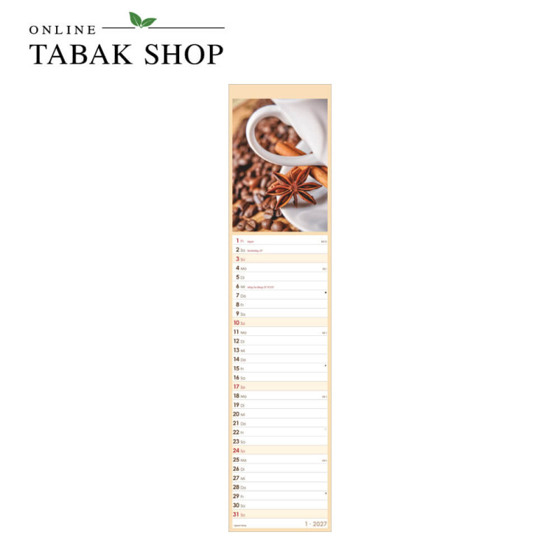 Küchenplaner Kaffee (Streifenplaner/Streifenkalender für die Wand) Januar