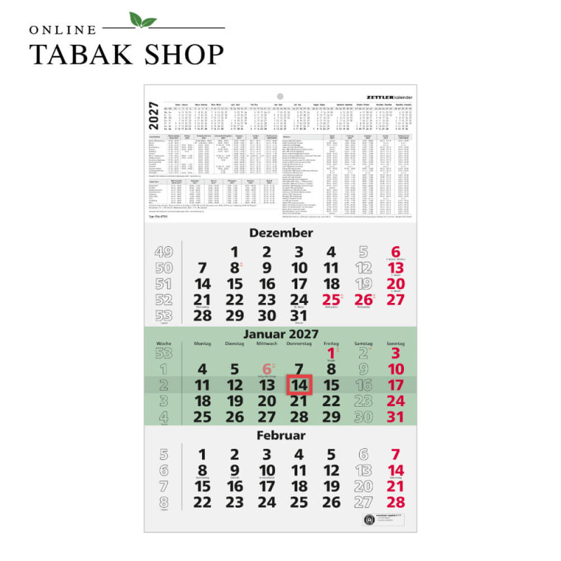 3-Monatskalender grün Blauer Engel (Wandkalender)