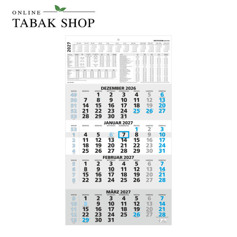 4-Monatskalender blau (Wandkalender)