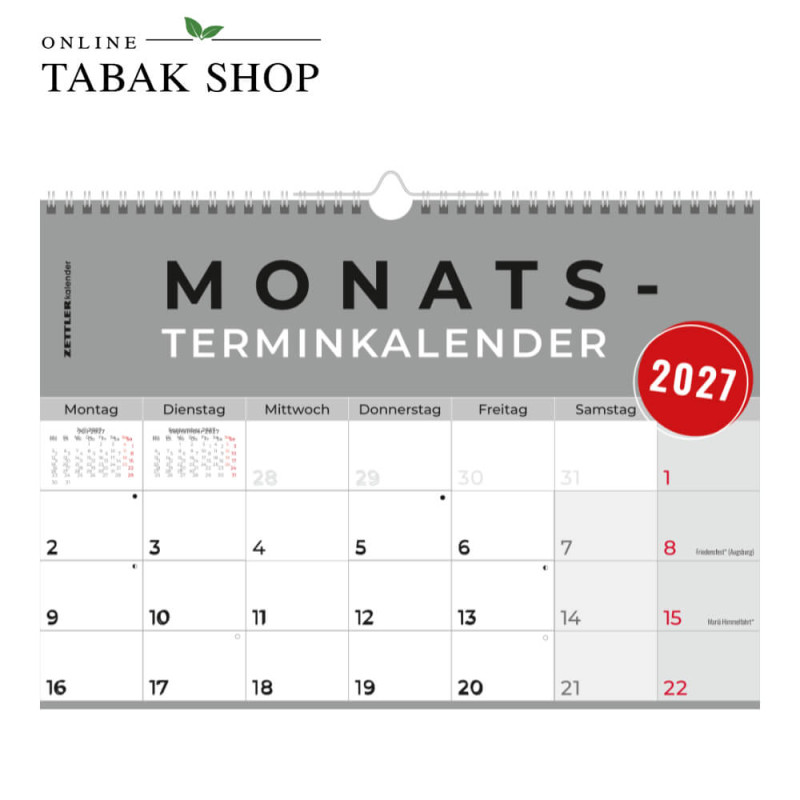 Zettler Monatsterminkalender 2027 1M/1S