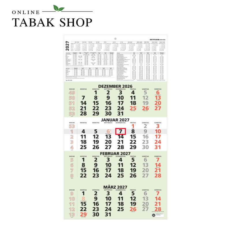 4-Monatskalender grün Blauer Engel (Wandkalender) Zettler