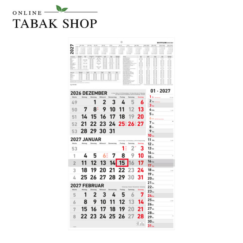 3-Monatskalender Kombi (Wankalender)