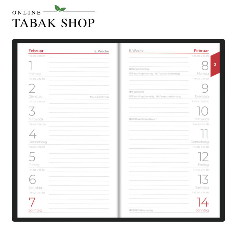 Taschenplaner 1W/1S schwarz (Taschenkalender) Vorschau