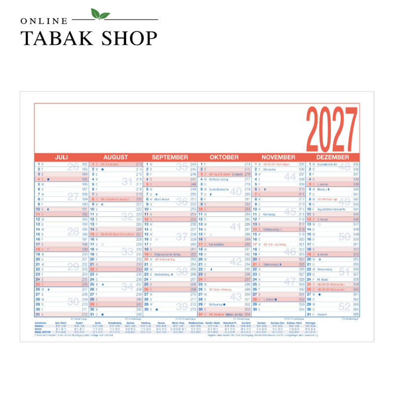Arbeitstagekalender kaschiert A4 Tischkalender(Wandkalender)