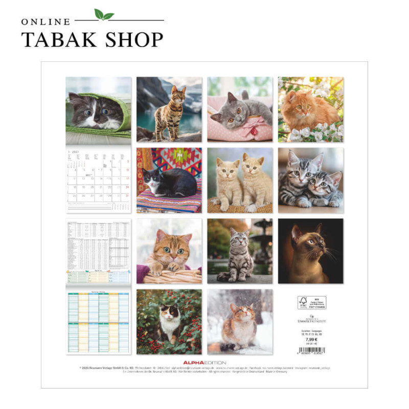 Alpha Edition Katzenkalender 2027 als Broschürenkalender Rückseite