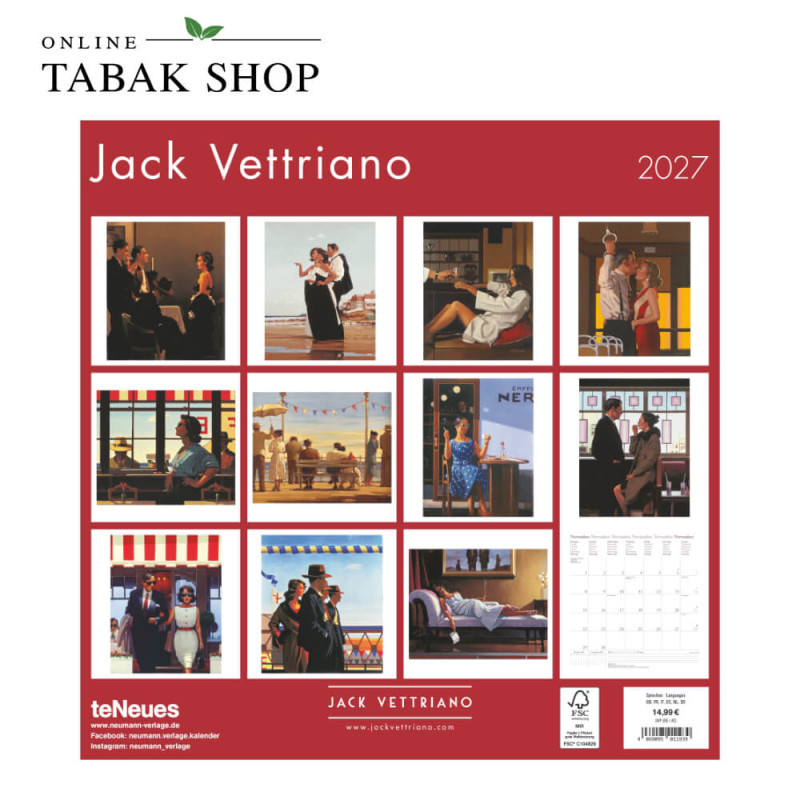 teNeues Jack Vettriano Kalender 2027 mit Kunstdrucken Rückseite