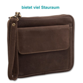 Pfeifentasche 6er Leder Nubuk braun