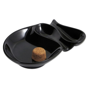 Pfeifenascher Keramik schwarz glänzend oval