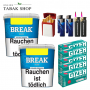 BREAK Blue Volumentabak (2 x 220g) + 1.000 GIZEH Menthol "Extra" Hülsen + 4 Feuerzeuge + 2 Sturmfeuerzeuge + GIZEH Etui