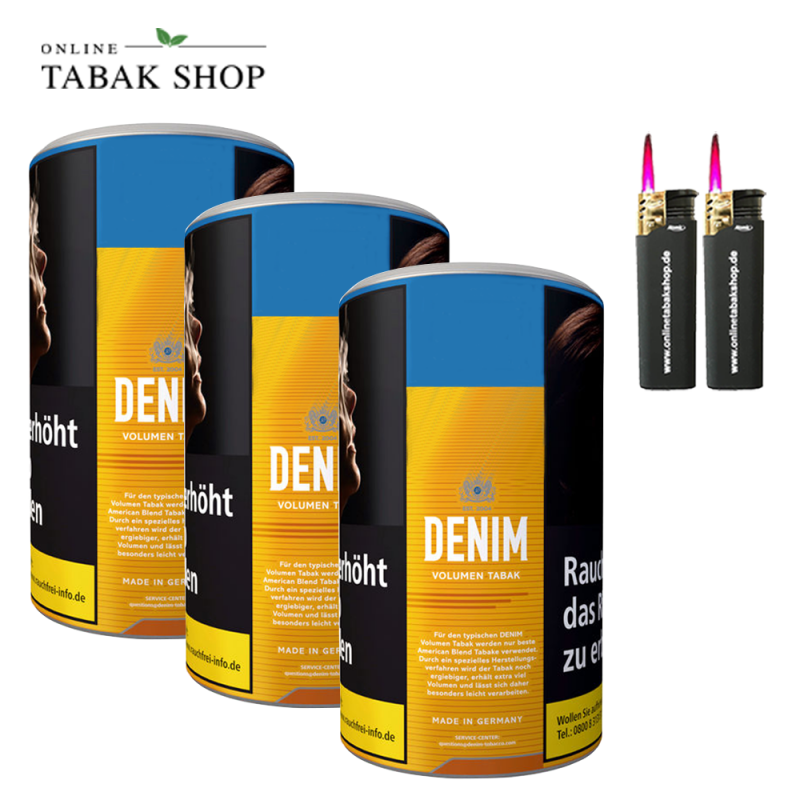 Denim Volumentabak (3 x 85g) + 2 Sturmfeuerzeuge