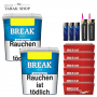 BREAK Blue Volumentabak (2 x 220g) + 1.200 BREAK Hülsen + 3 Feuerzeuge + 2 Sturmfeuerzeuge