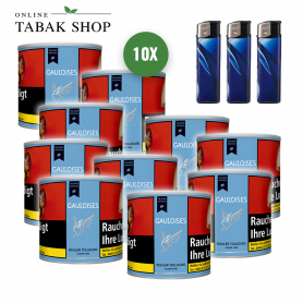 Gauloises Melange Tabak (10 x 90g) + 3 Feuerzeuge