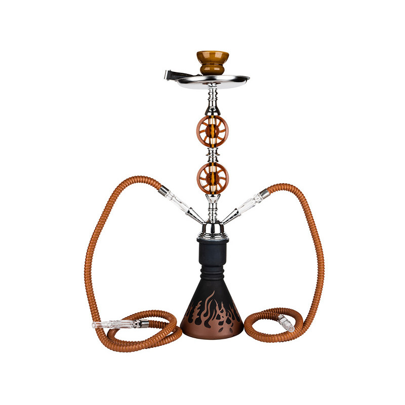 Shisha Two Circle in Orange mit 2 Schläuchen, 55 cm