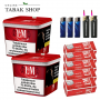L&M Red Volumen Tabak Super Box (2 x 220g) + 1.250 L&M Red Extra Hülsen + 3 Feuerzeuge + 2 Sturmfeuerzeuge