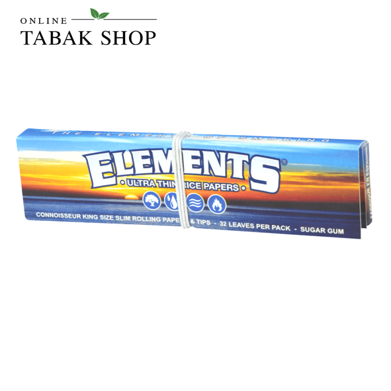 Elements Connoisseur King Size Slim 1x32 Blättchen aus Reispapier + Tips