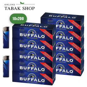 Buffalo Premium Standart Hülsen 10x200er (2000 Hülsen) + 2 Feuerzeuge - 14,50 €