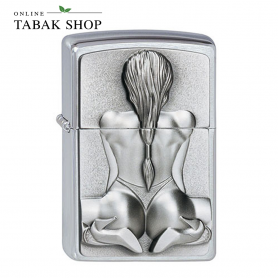 ZIPPO Chrom Gebürstet Plakette Kneeling Girl – Sturmfeuerzeug 2002548