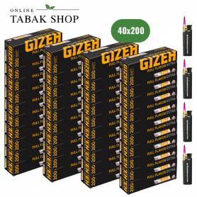 Gizeh Extra Full Flavour Spar-Hülsen (40x 200 )+ 4 Sturmfeuerzeuge - 47,95 €