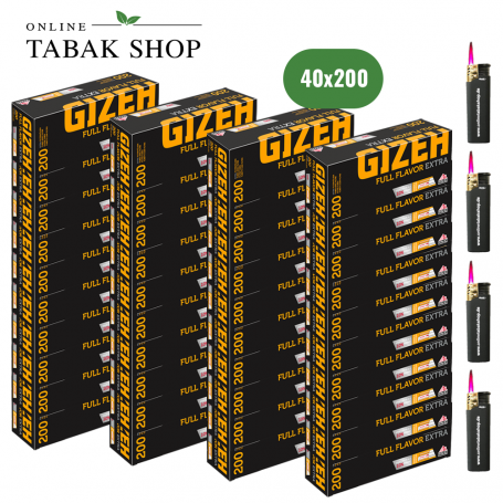 Gizeh Extra Full Flavour Spar-Hülsen (40x 200 )+ 4 Sturmfeuerzeuge