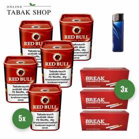 Red Bull "Special Blend" Feinschnitt-Tabak (5 x 120g) + 600 Break Hülsen + 1 Feuerzeug - 103,10 €
