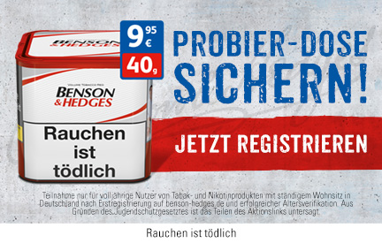 Benson & Hedges Gratis Tabak bekommen