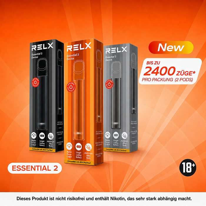 RELX Essential 2 Akkuträger in drei Farben: Schwarz, Orange und Grau
