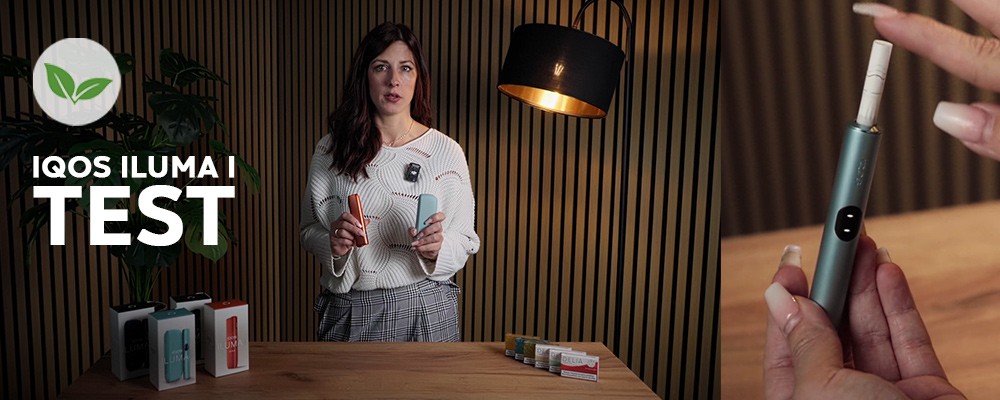 Andrea zeigt die neuen IQOS Test-Geräte: ILUMA i One Vivid Terracotta und ILUMA i Breeze Blue