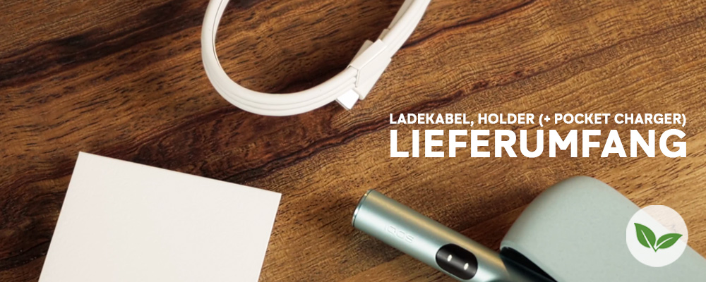 Ladekabel, Holder und Pocket Charger der IQOS ILUMA i Breeze Blue
