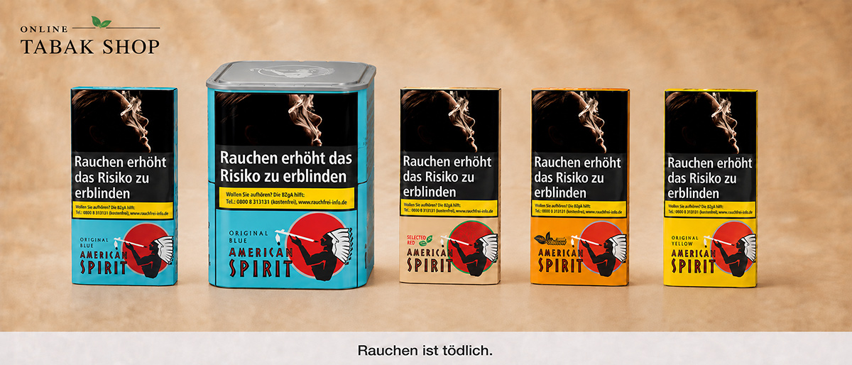 American Spirit Tabak Blue Pouch & Dose und weitere Pouches Yellow, Master Blend und Selected Red
