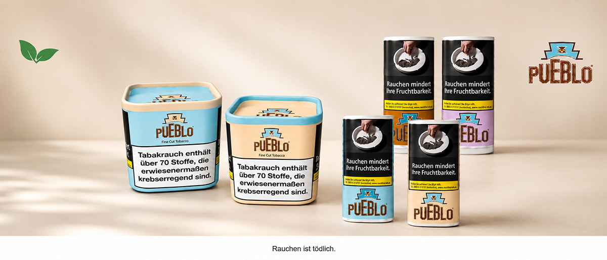 Pueblo Tabak Pueblo Tabak Sorten aufgereiht - Pueblo Dosen und Pueblo Pouches