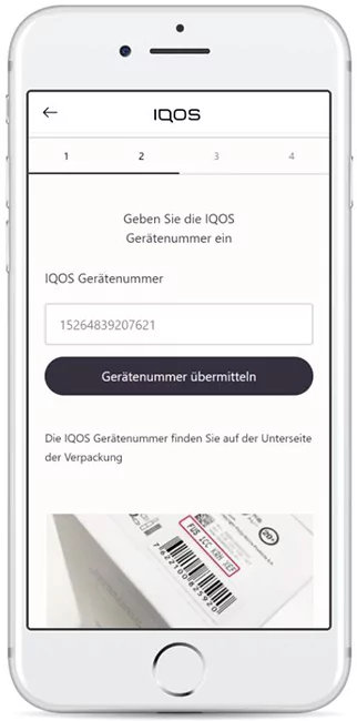 IQOS Registrierung - IQOS-Gerätecode eingeben